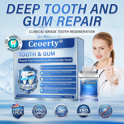 (NEW)Ceoerty® Tooth & Gum Repair Fast-Dissolving Microneedle Patch✨ (𝟓-𝐢𝐧-𝟏 💎 𝐑𝐞𝐛𝐮𝐢𝐥𝐝 𝐄𝐧𝐚𝐦𝐞𝐥 & 𝐃𝐞𝐧𝐭𝐢𝐧 • 𝐒𝐭𝐫𝐞𝐧𝐠𝐭𝐡𝐞𝐧 𝐆𝐮𝐦𝐬 • 𝐄𝐫𝐚𝐝𝐢𝐜𝐚𝐭𝐞 𝐓𝐚𝐫𝐭𝐚𝐫 & 𝐎𝐝𝐨𝐫 • 𝐖𝐡𝐢𝐭𝐞𝐧𝐢𝐧𝐠 • 𝐒𝐭𝐨𝐩 𝐓𝐨𝐨𝐭𝐡 𝐒𝐞𝐧𝐬𝐢𝐭𝐢𝐯𝐢𝐭𝐲)